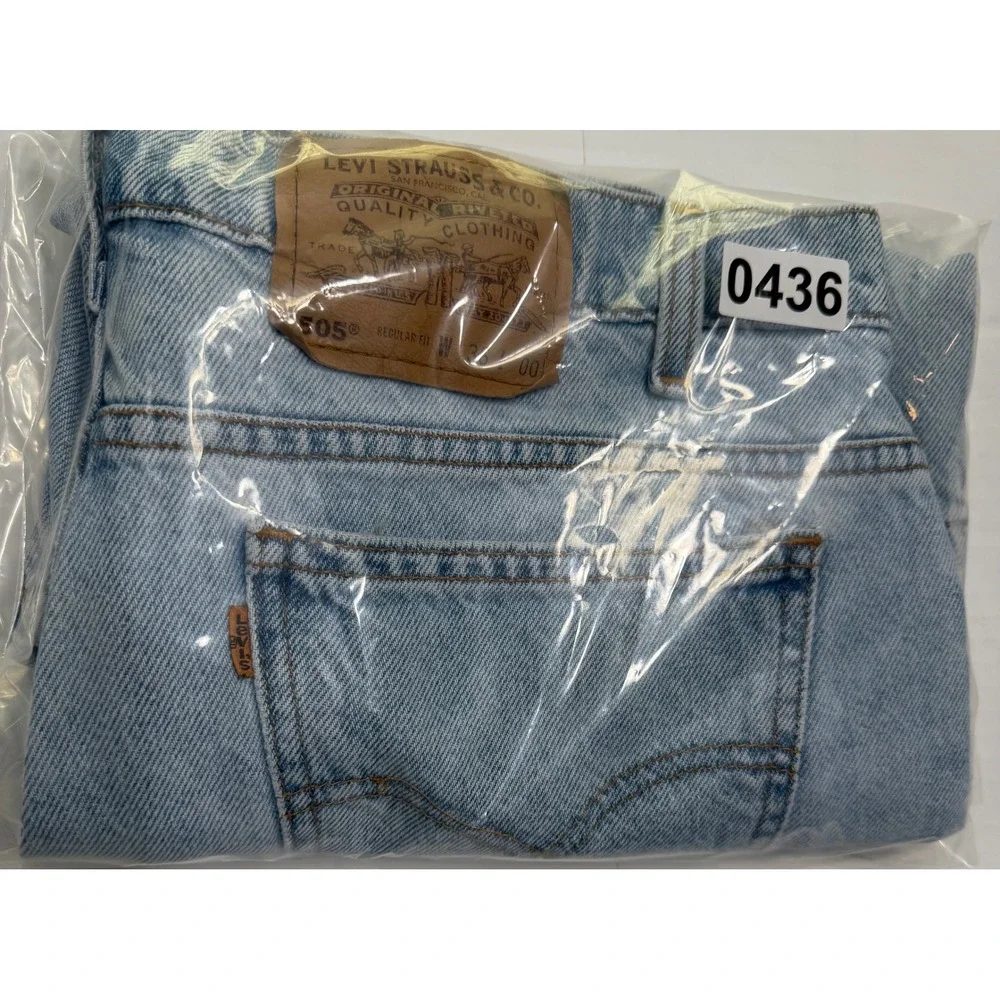 Vintage Levis 505 Orange Tab Denim Shorts Mens 36 Light Wash Regular Fit 90s